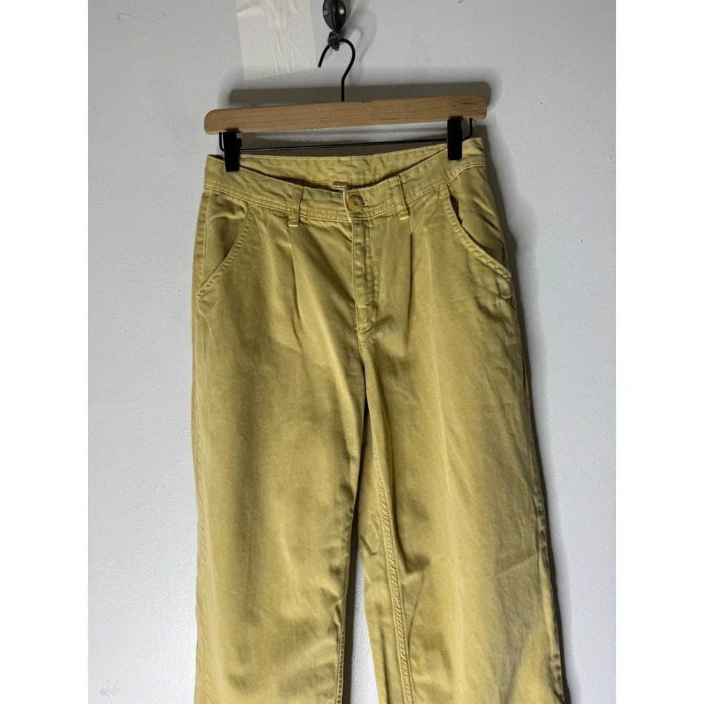 Free People Women's Pleated Khaki Wide Leg Pants‎ Size 0